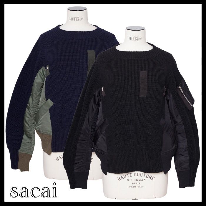 sacai 国内買付 Wool Knit x Nylon Twill Pullover (sacai/ニット