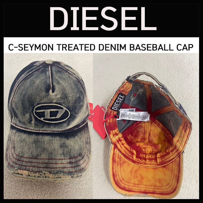 人気☆DIESEL☆C-SEYMON TREATED DENIM BASEBALL CAP BLUE WHITE