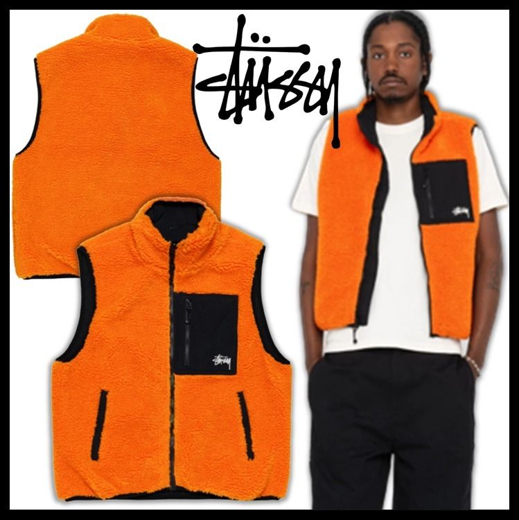 ☆送料・関税込☆Stussy☆SHERPA REVERSIBLE VEST☆TANGERINE