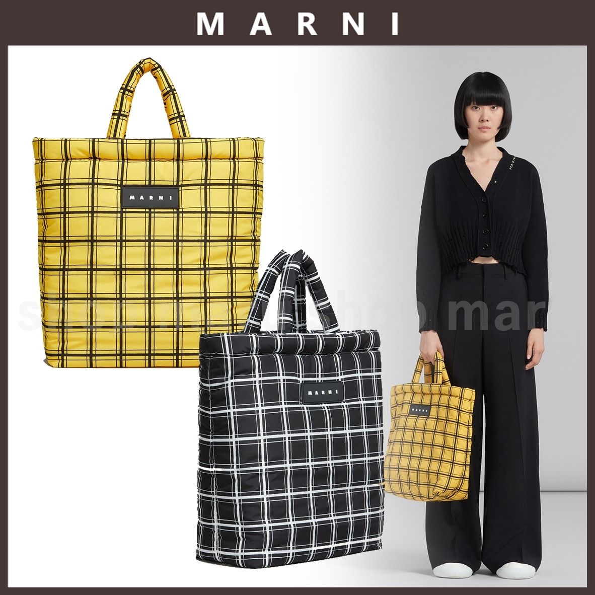 MARNI◇チェック ナイロン パフ トート バッグ◇2色 (MARNI/トート