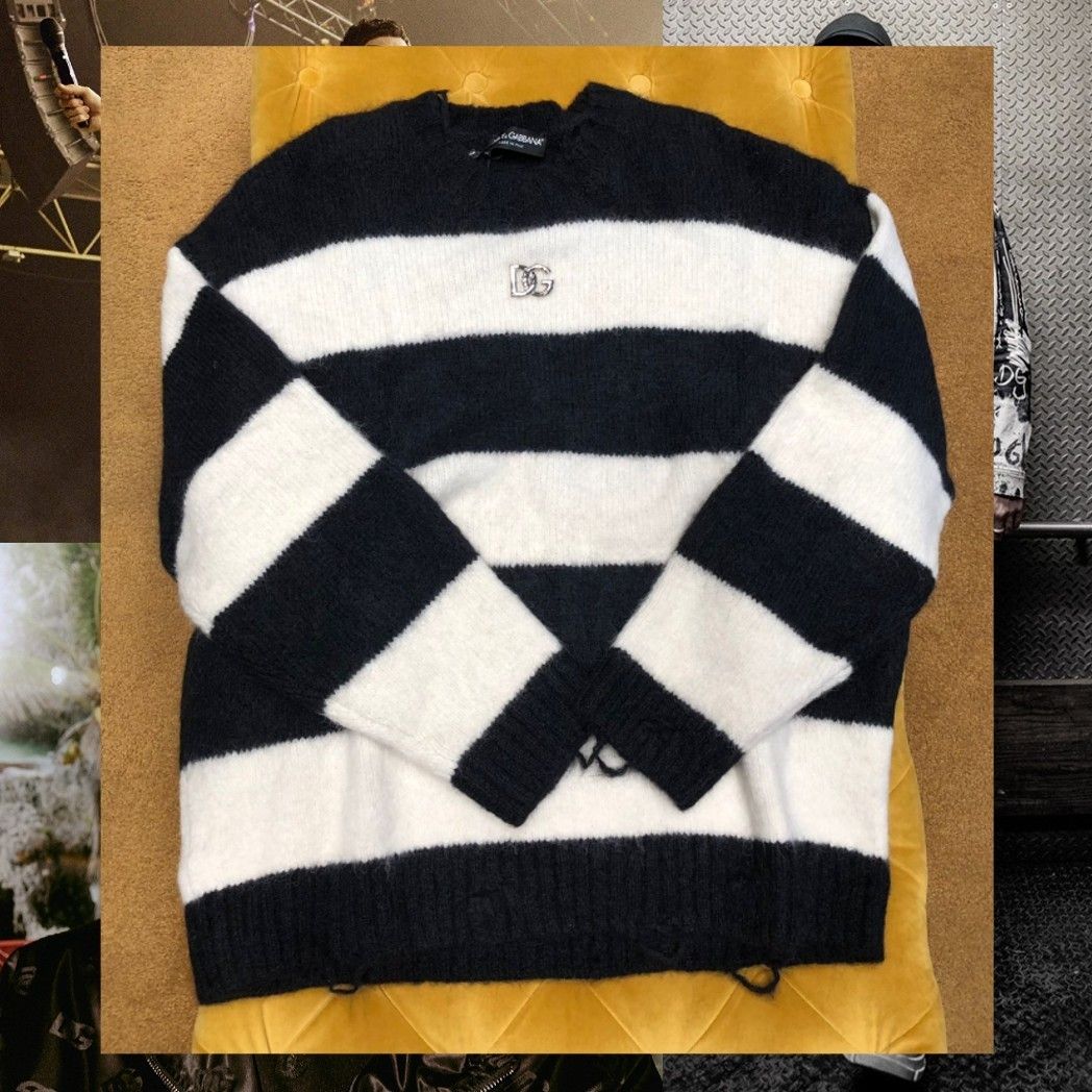 関税込 ドルチェ＆ガッバーナ セーター ロゴ ボーダー アルパカ (Dolce