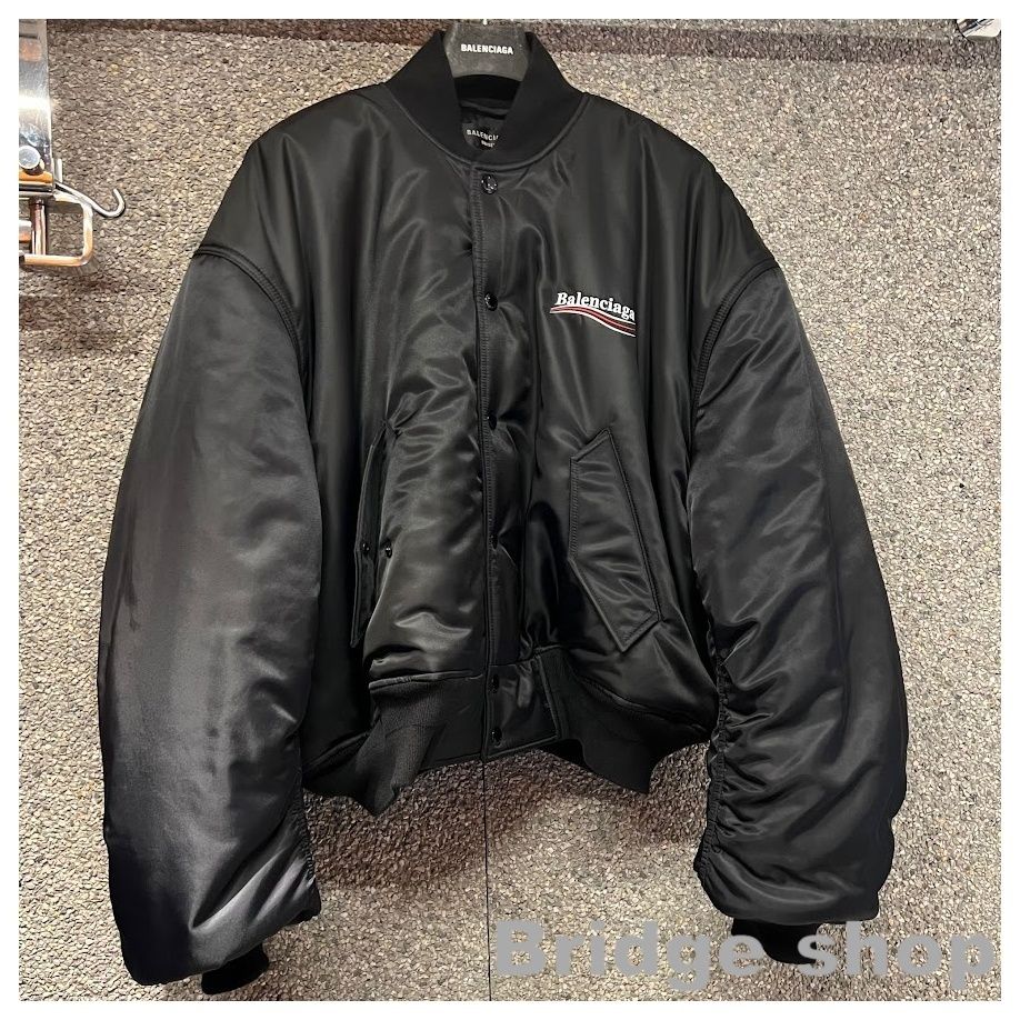 直営店*BALENCIAGA*POLITICAL CAMPAIGN VARSITY ジャケット黒