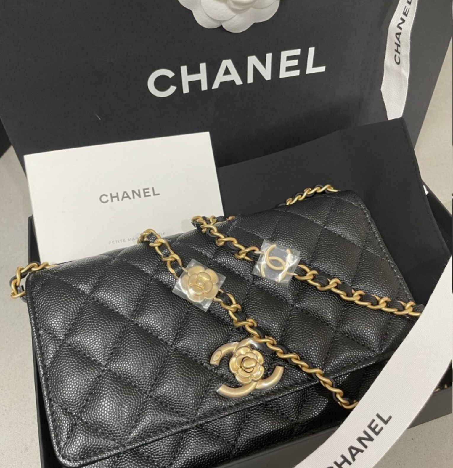 新作CHNAEL】チェーンウォレット キャビアスキンカーフスキン (CHANEL