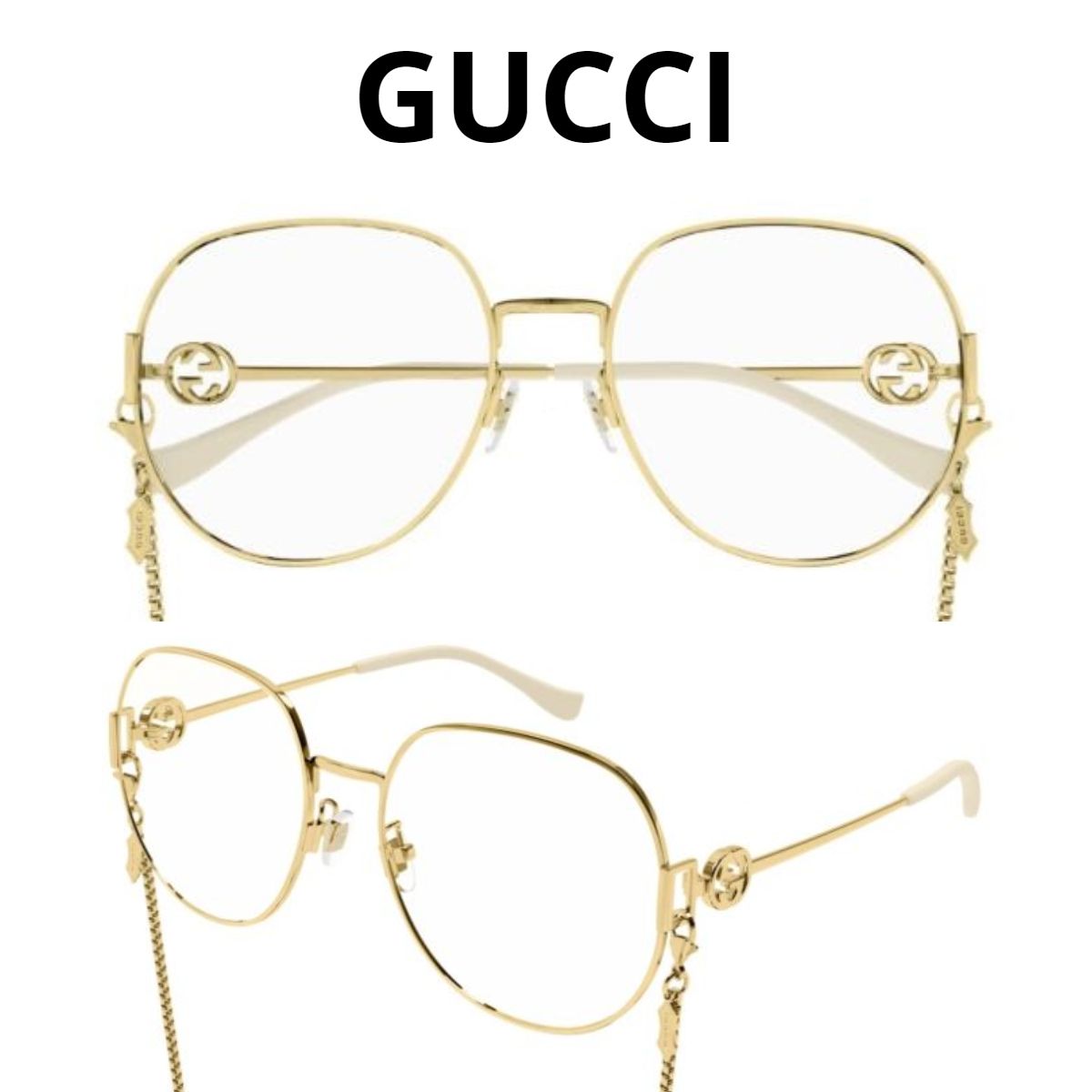 関税・送料込み＊Gucci＊チェーン付 GG ラウンド メガネ (GUCCI/メガネ