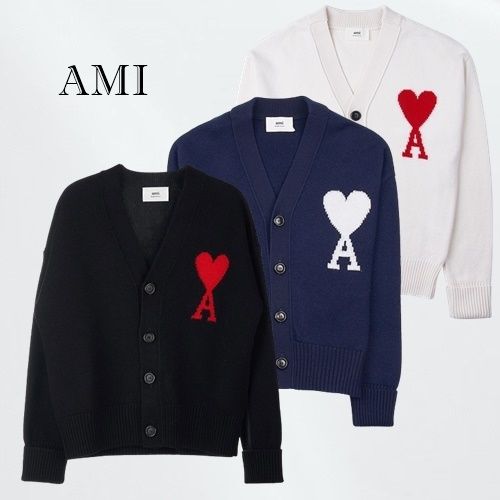 AMI PARIS アミパリス Vネック カーディガン アミ ハートロゴ (AMI