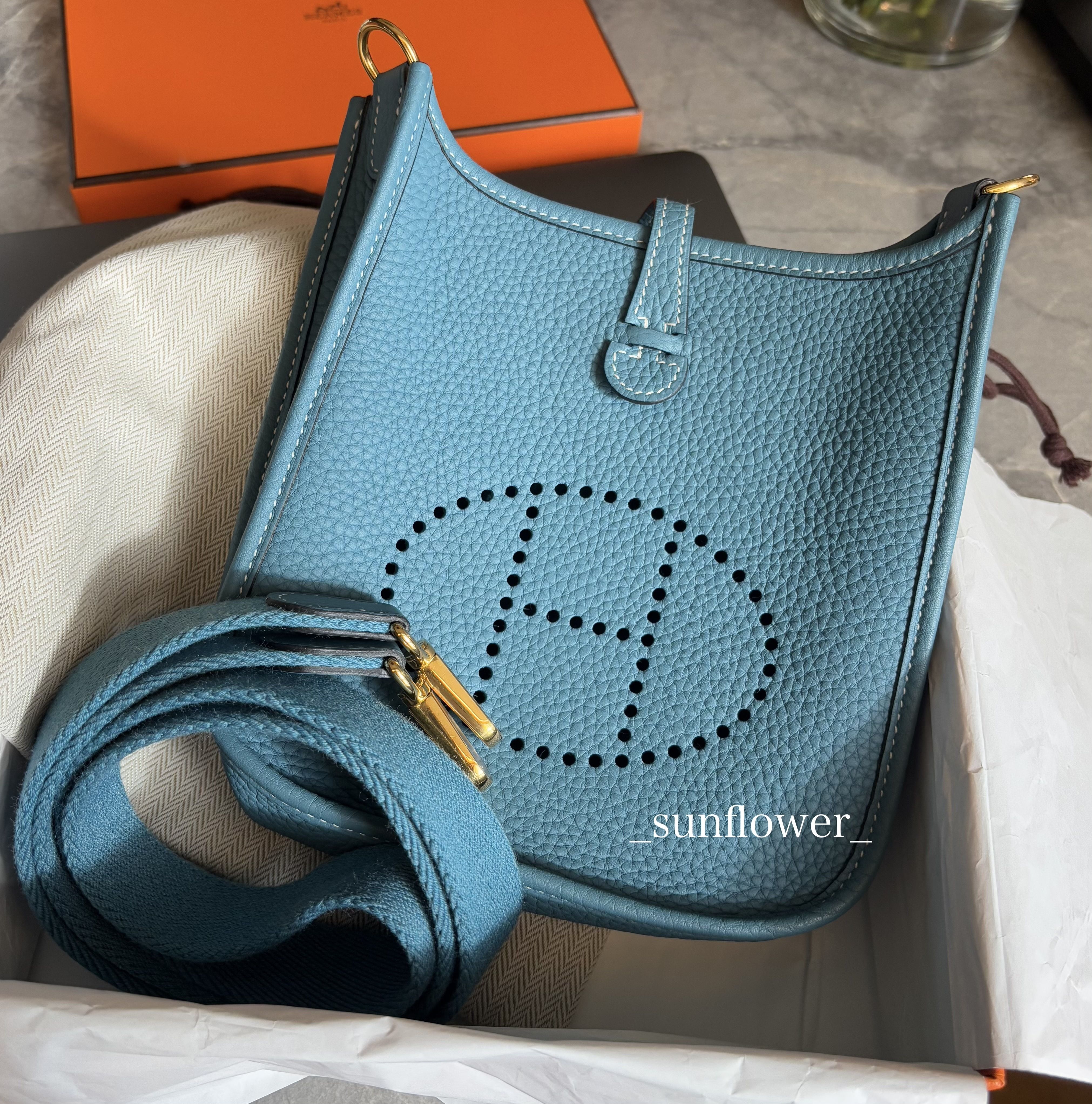 エルメス エヴリンミニ Evelyne16 TPM ニューブルージーン/G金具