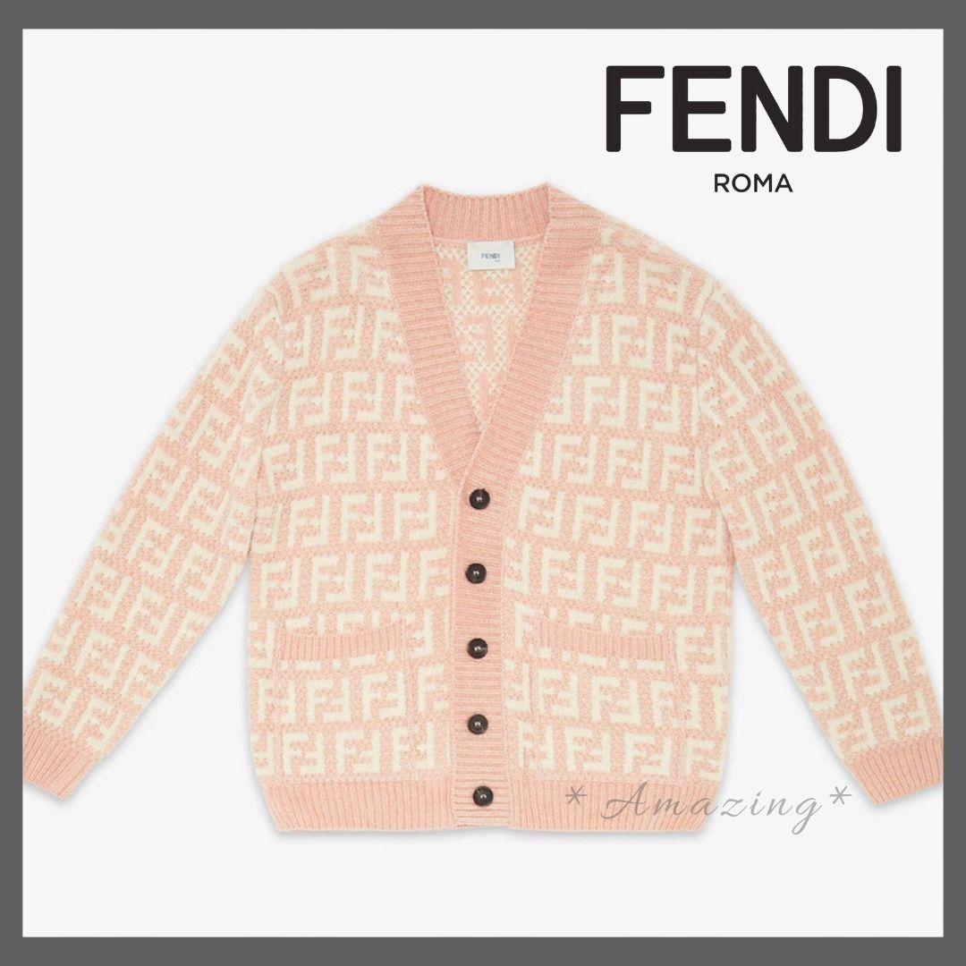 FENDI直営店☆大人もOK☆ニットカーディガンピンク＆クリーム (FENDI