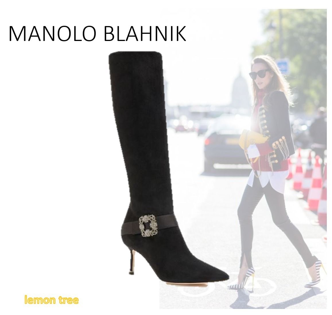 マノロ・ブラニク PLINIAHI ニーハイブーツ クールなライン (Manolo