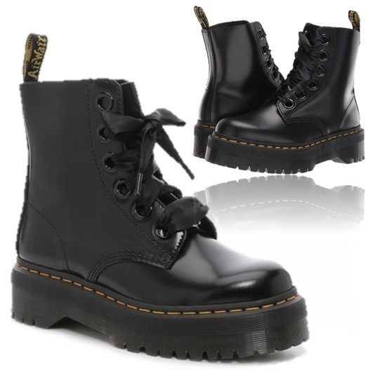 Dr. Martens サテンリボン付♪ 編み上げ 厚底 ショートブーツ (Dr