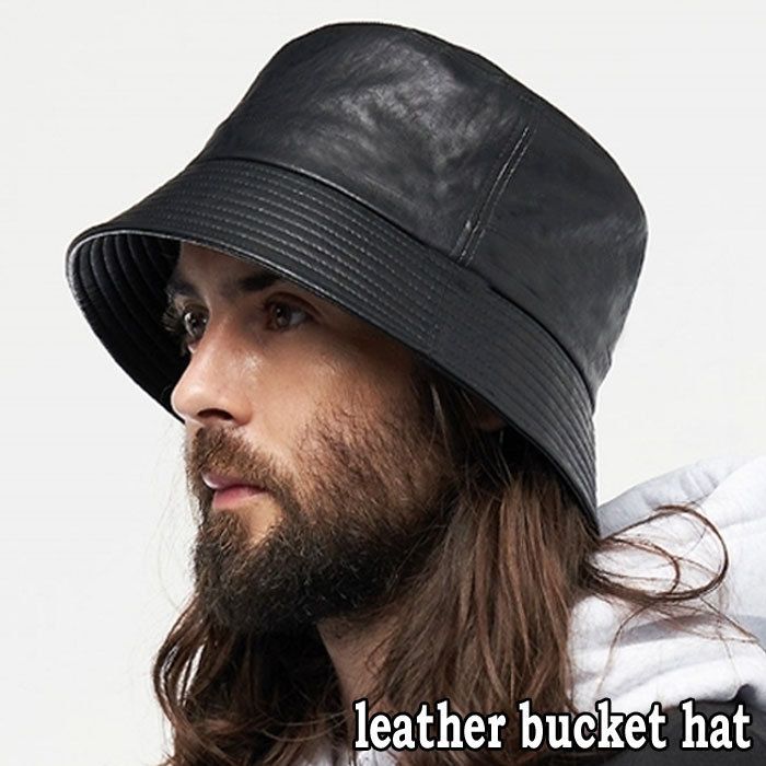 レザー バケットハット ブラック クラッシャーハット バケハ (ハット