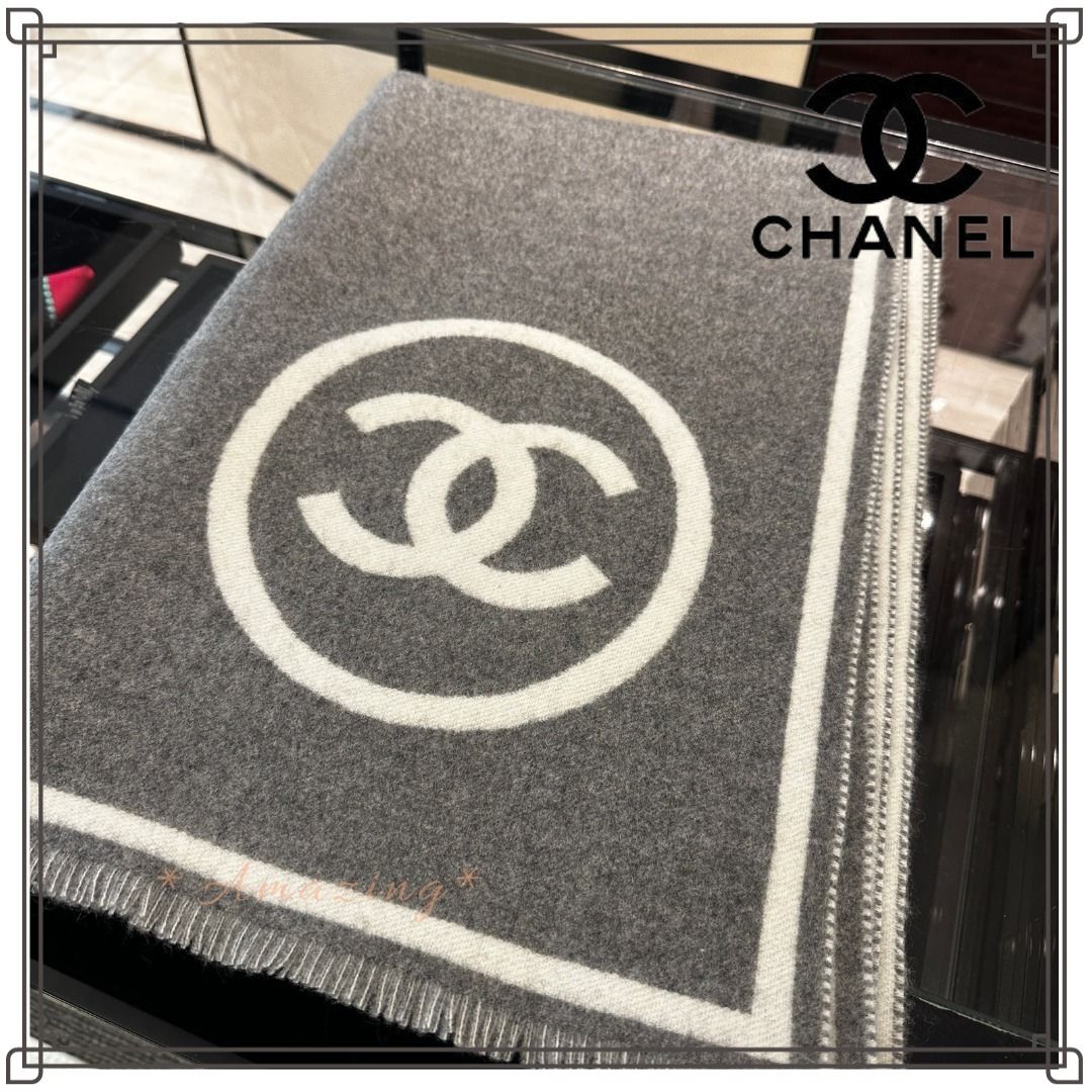 プレゼントにも◎】CHANEL ロゴ 大判ストール マフラー (CHANEL