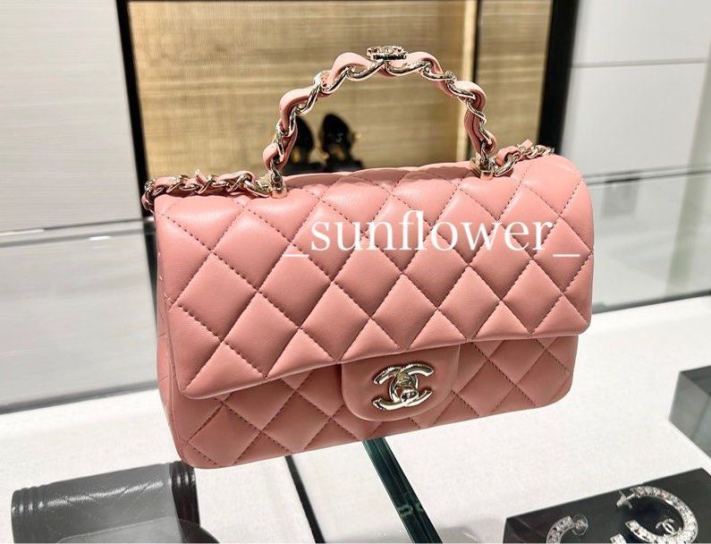 シャネル 23K トップハンドルフラップバッグ ピンク (CHANEL