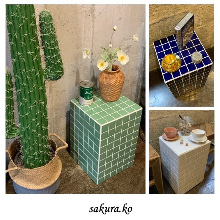 韓国インテリア 】タイルキューブ♪ サイドテーブル 8color (机