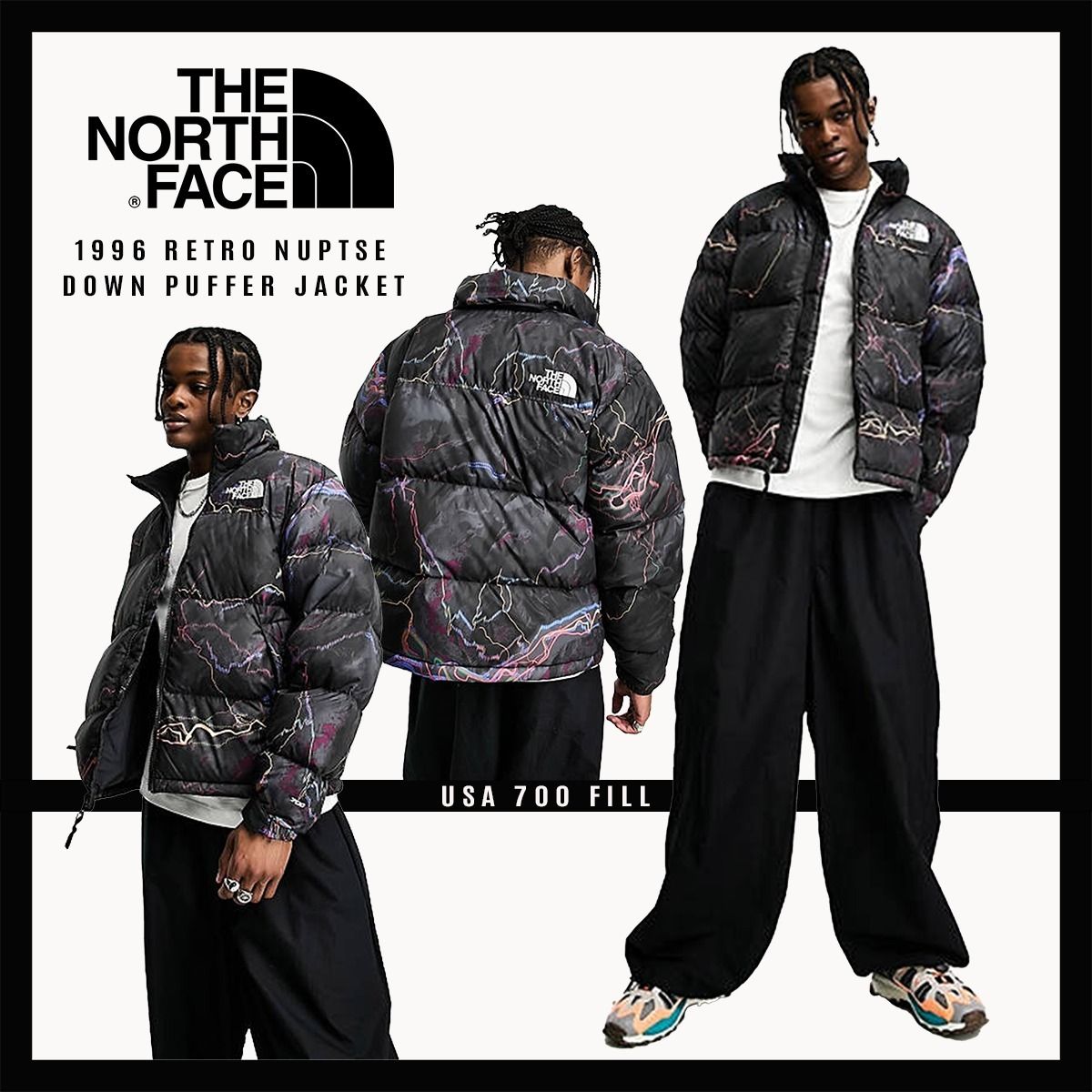 23FW新作☆TNF☆ヌプシ ダウンジャケット☆USA 700fill☆ マルチ (THE