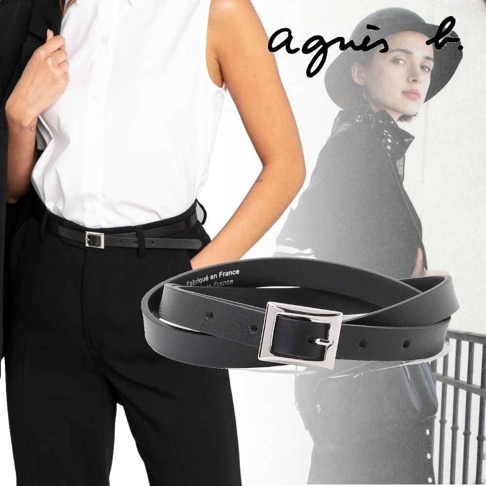 アニエスベー】素敵!スクエアバックル レディースレザーベルト (Agnes