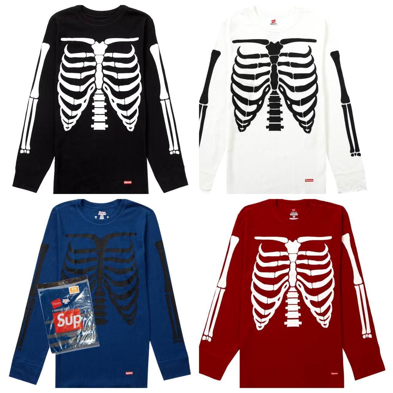 SUPREME☆ヘインズ骸骨サーマルシャツ☆Hanes Bones Thermal (Supreme