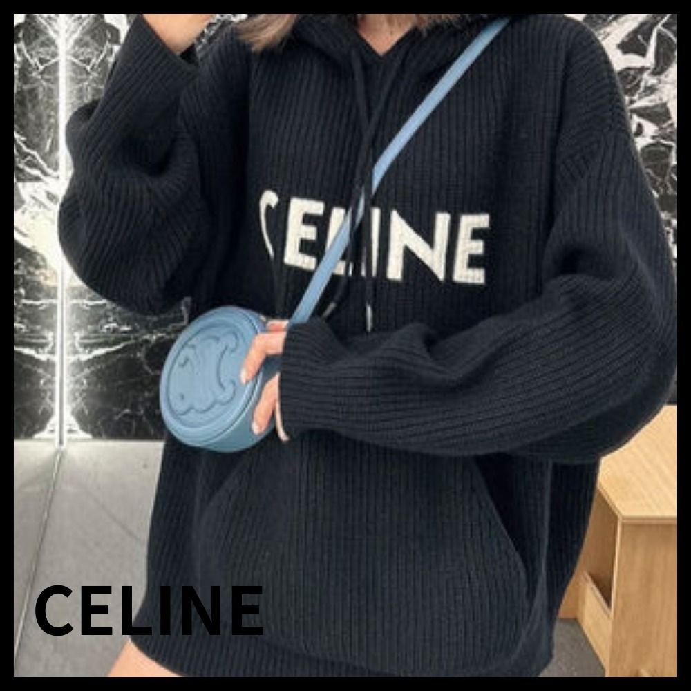 これからの季節に♪【CELINE】フードセーター リブ編みウール (CELINE