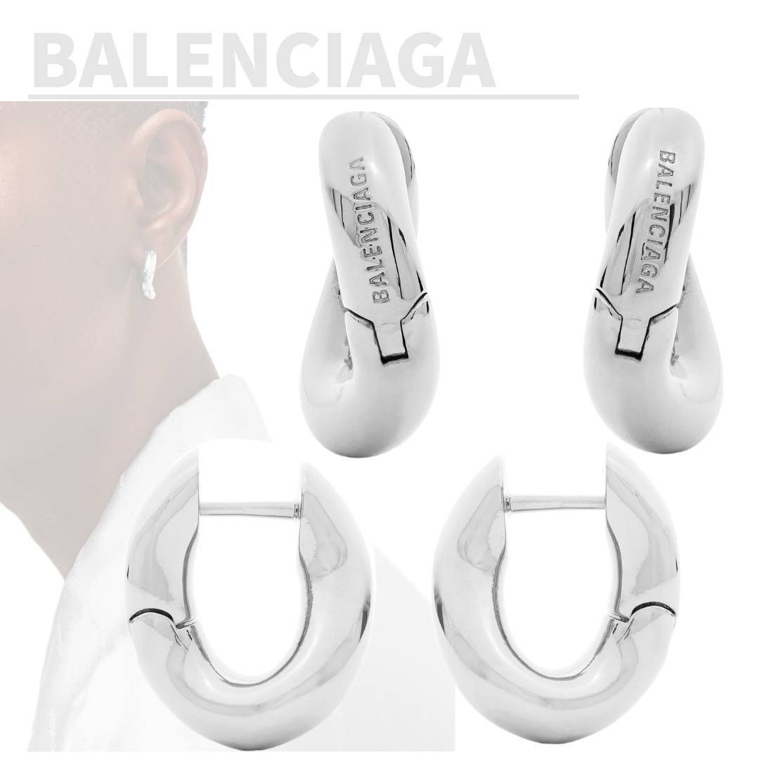 ☆ギフトにも【BALENCIAGA】フープピアス silver (BALENCIAGA/ピアス