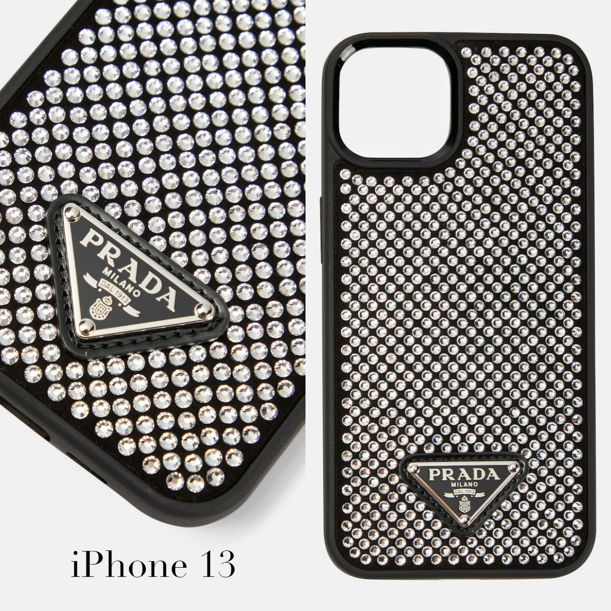 PRADA*Iphone13用 ロゴ入シルバークリスタルアイフォンケース (PRADA