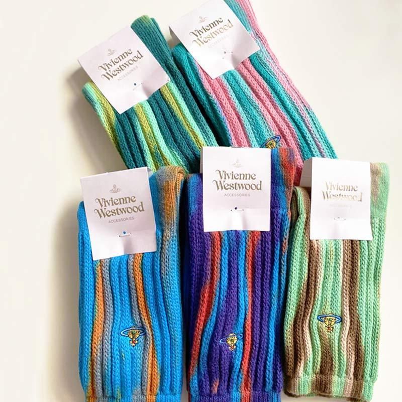 レディ 22.5~24.5cm ストライプタイダイ ヴィヴィアン 靴下霆