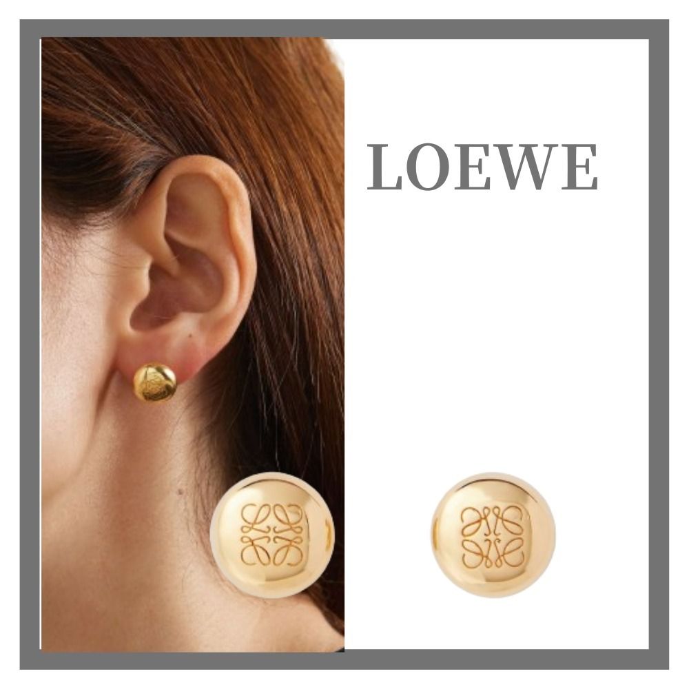 LOEWE】アナグラム ペブル ゴールドメッキ ピアス (LOEWE/ピアス
