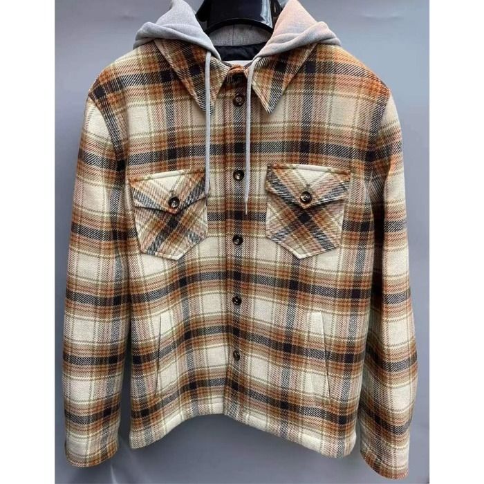 ☆Celine☆フード付き チェック シャツジャケット / ウール (CELINE