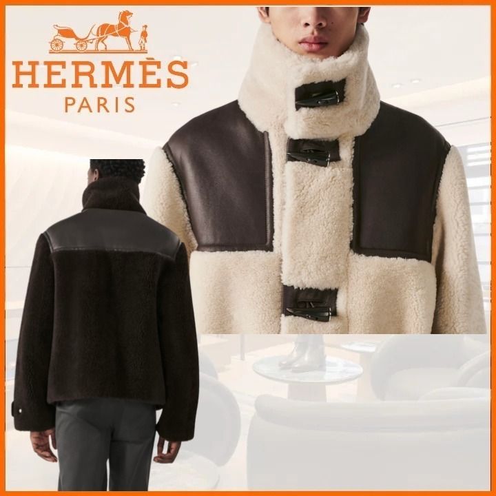 HERMES ムートン ダッフルコートジャケット (HERMES/ダッフルコート