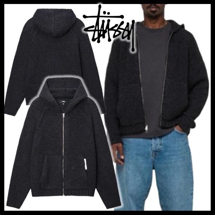 ☆関税込☆STUSSY☆CHUNKY KNIT ZIP HOODIE☆BLACK☆ (STUSSY/パーカー
