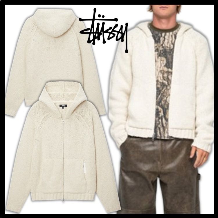 ☆関税込☆STUSSY☆CHUNKY KNIT ZIP HOODIE☆IVORY☆ (STUSSY/パーカー
