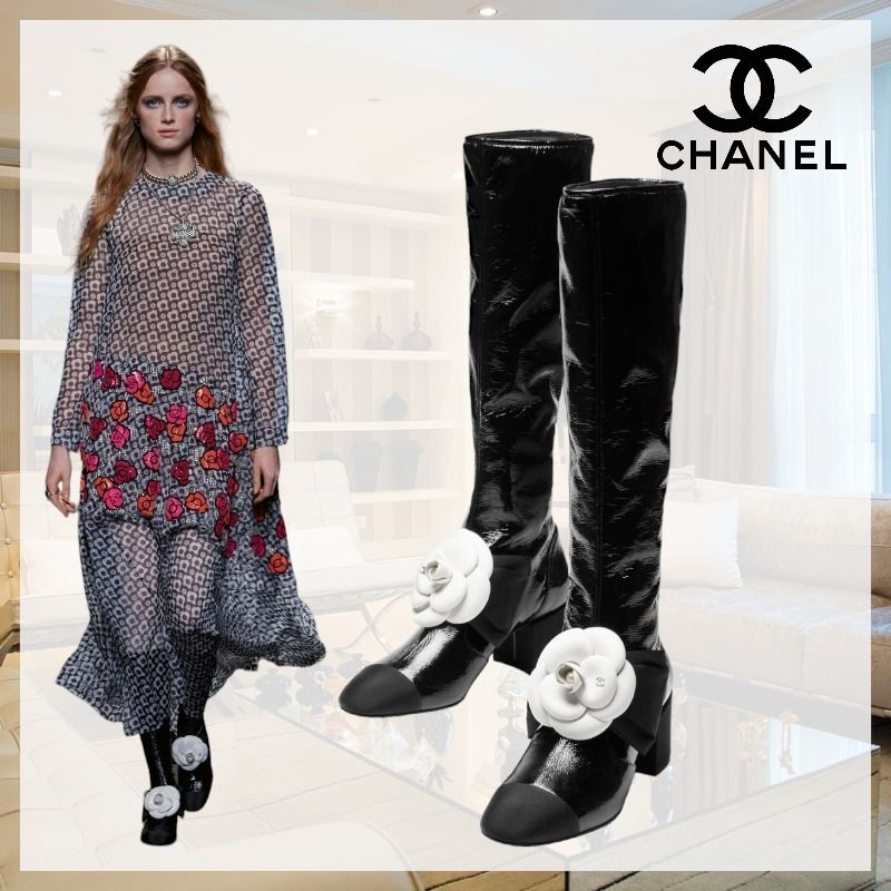 2023/24秋冬☆エレガント】 CHANEL カメリア ロングブーツ (CHANEL