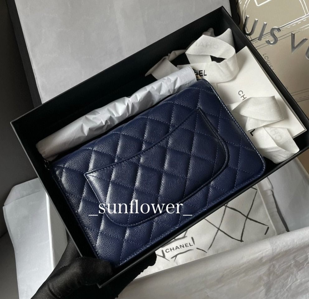 シャネル チェーンウォレット キャビアスキン ネイビー (CHANEL