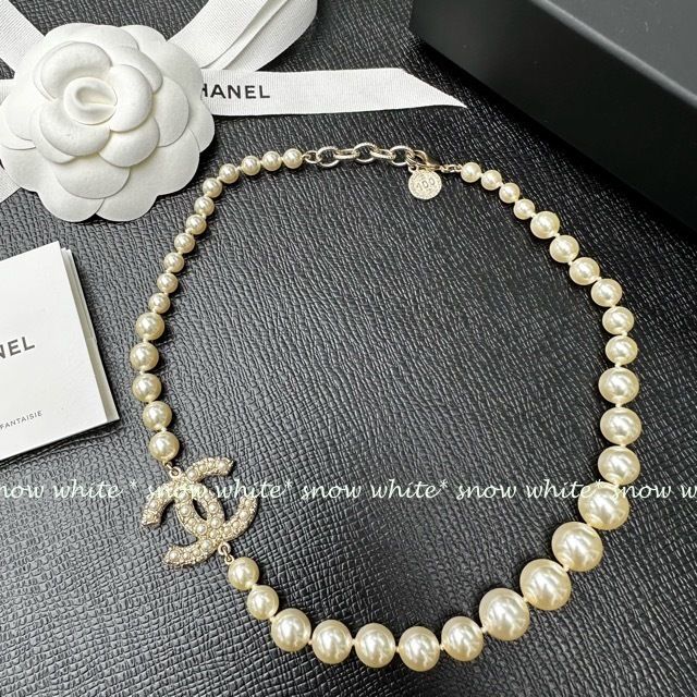 明日着 限定 キラキラ&パールCCマークxパール ネックレス CHANEL