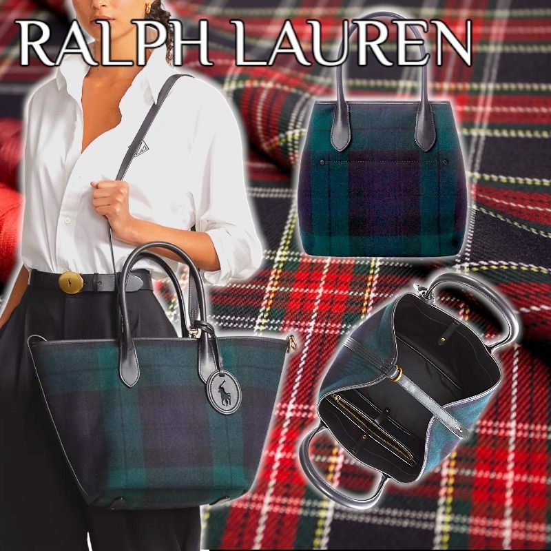 ポロラルフローレン】可愛い!チェック柄ミディアム ベルトート (POLO