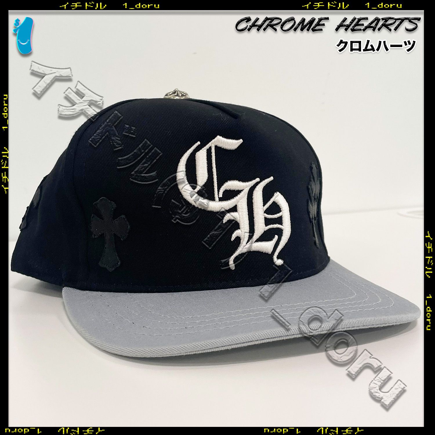 CHROME HEARTS+ セメタリー クロス パッチ キャップ ブラック (CHROME