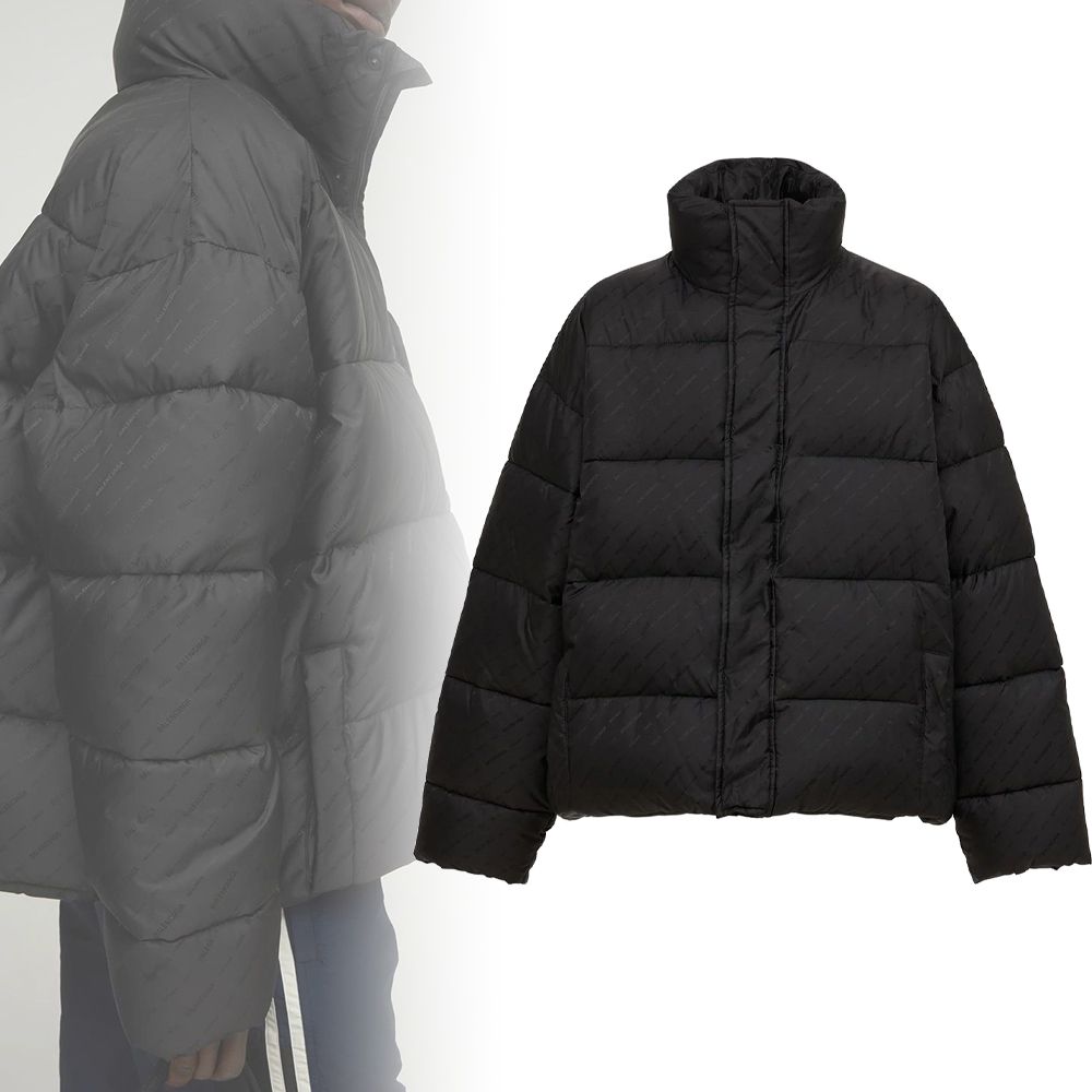 BALENCIAGA】ロゴ パファージャケット Black 送料関税込 (BALENCIAGA