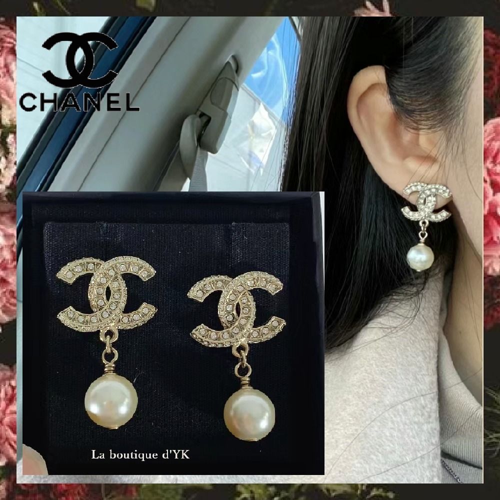 ☆上品で万能なデザイン♪【CHANEL】CCロゴ パール ピアス☆ (CHANEL