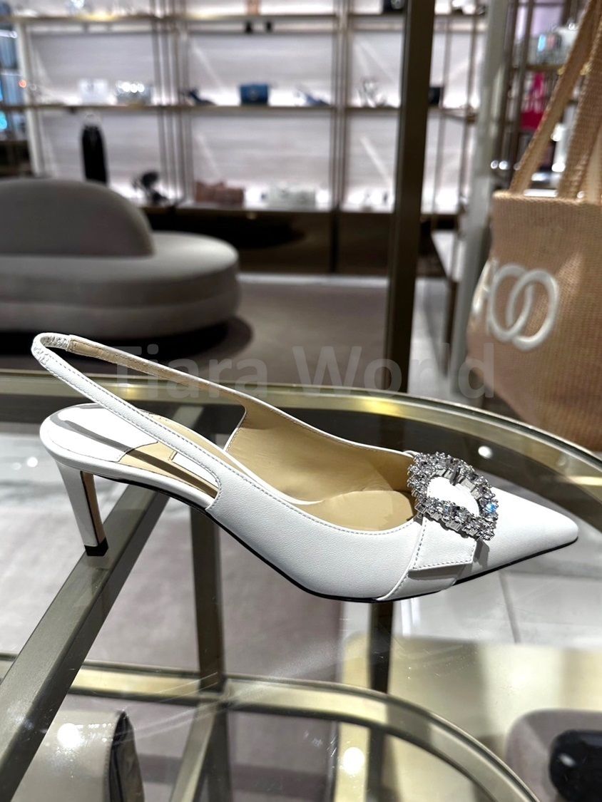 クリスタル◇Jimmy Choo CHERI SB 65 ナッパレザー ミュールMILK