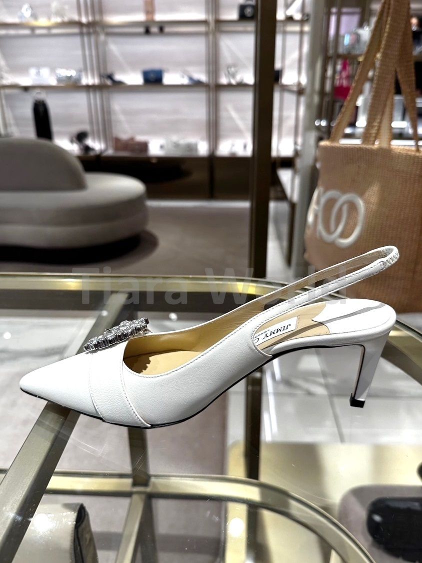 クリスタル◇Jimmy Choo CHERI SB 65 ナッパレザー ミュールMILK