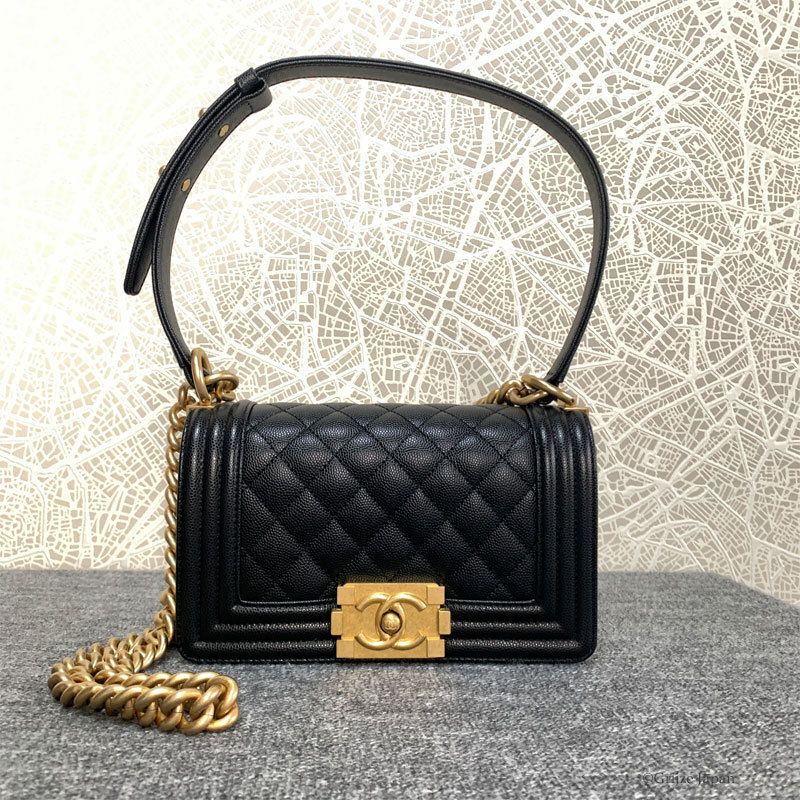 CHANEL ボーイシャネル 黒 キャビアスキン ゴールド スモール (CHANEL