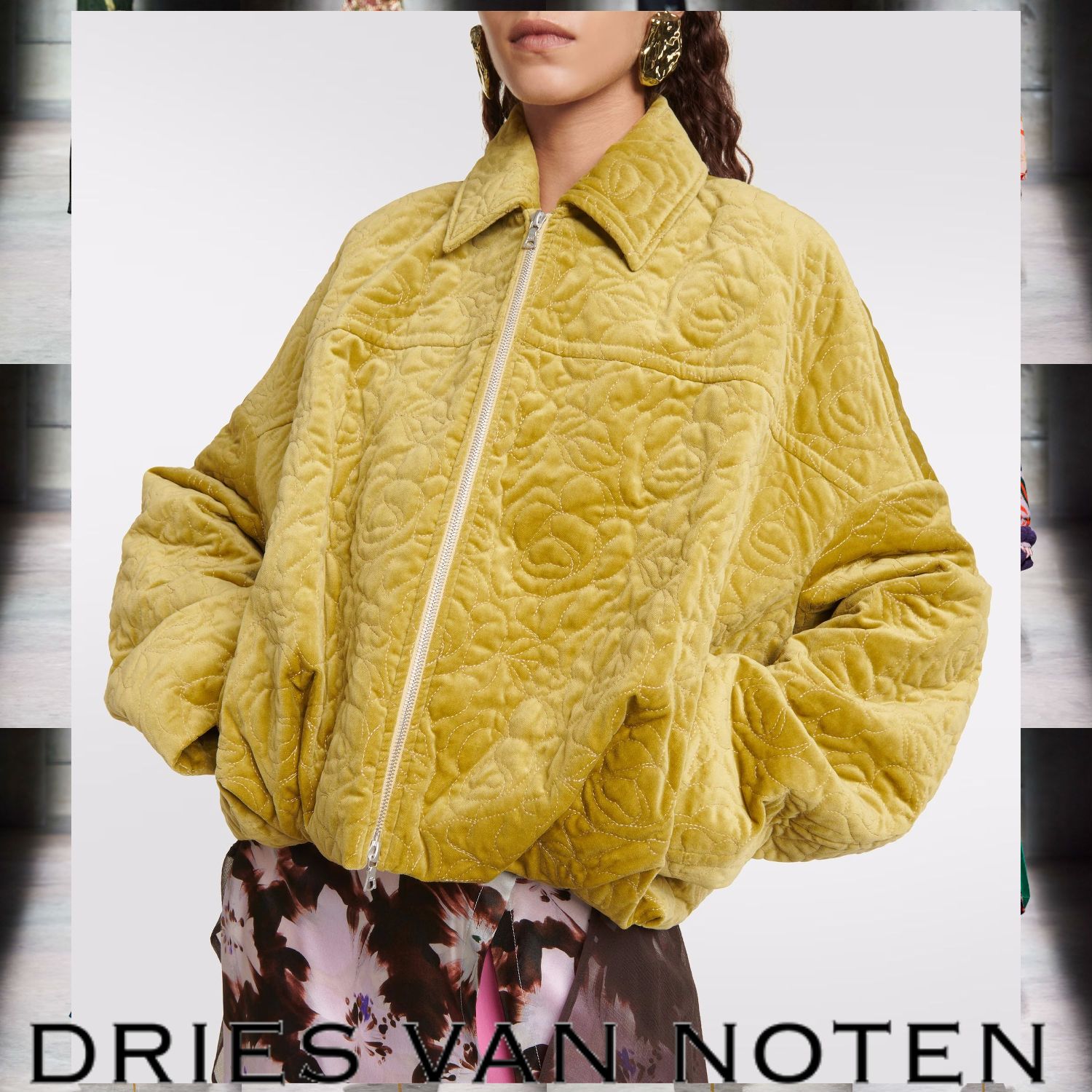 Dries Van Noten フラワー キルティング ジャケット グリーン (Dries