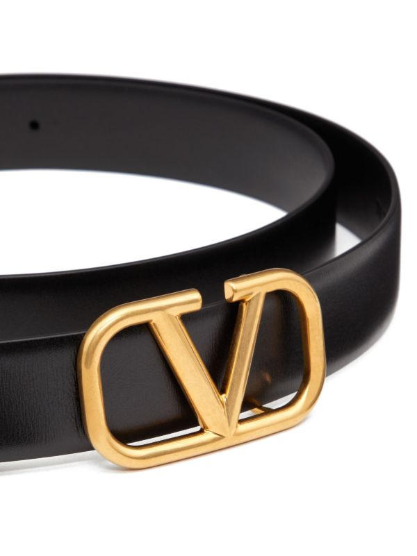 Valentino Garavani VLogo Signature Leather Belt | Black | FARFETCH CA