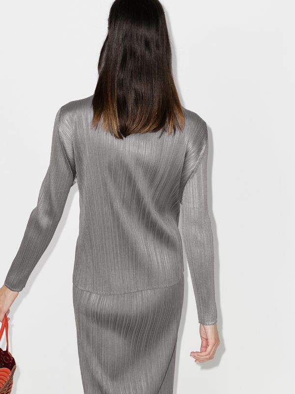 Pleats Please Issey Miyake cowl-neck Top | Grey | FARFETCH