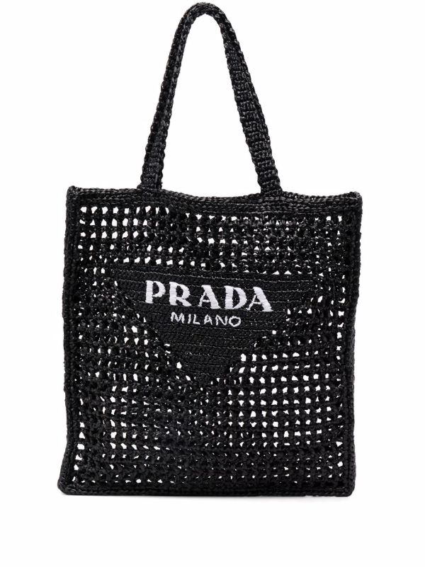Prada クロシェ トートバッグ | ブラック | FARFETCH JP