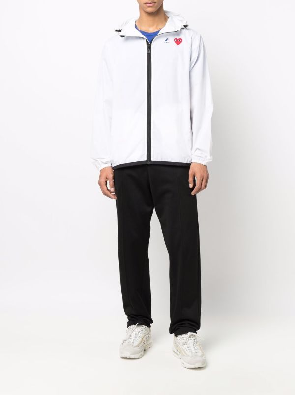 Comme Des Garçons Play x K-Way Zipped Hooded Jacket | White | FARFETCH