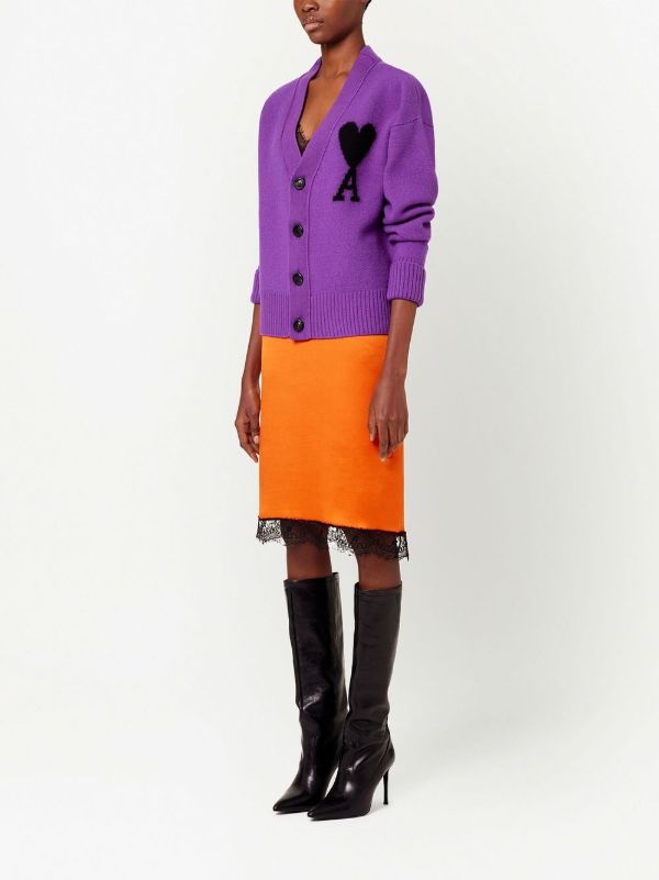 AMI Paris Ami De Coeur カーディガン | パープル | FARFETCH JP