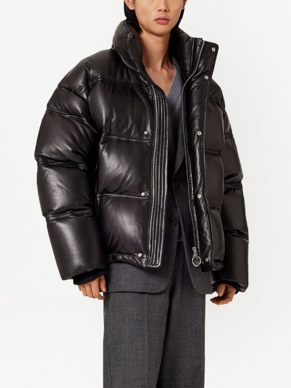 AMI Paris レザーダウンジャケット | ブラック | FARFETCH JP