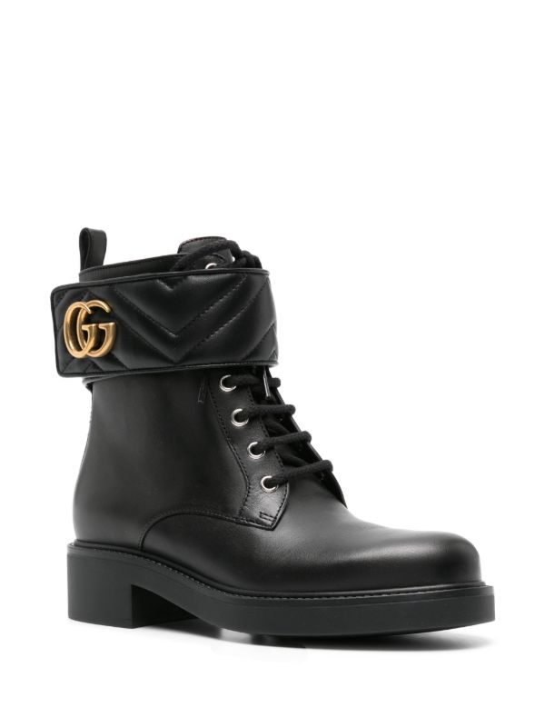 Gucci Double G-plaque Combat Boots | Black | FARFETCH