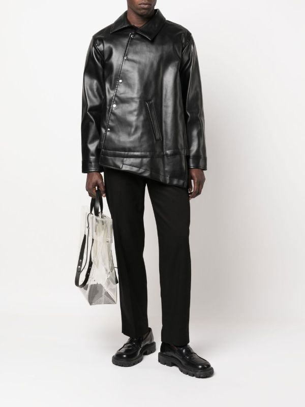 Black Comme Des Garçons asymmetric-hem Artificial Leather Jacket