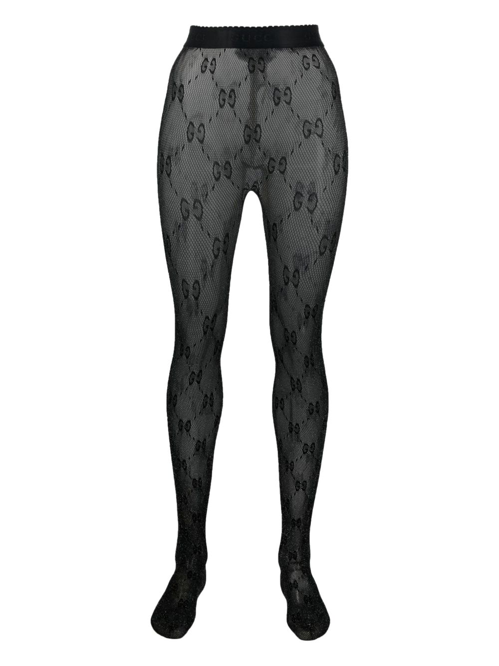 Gucci GG lurex-detailed Knitted Tights | Black | FARFETCH