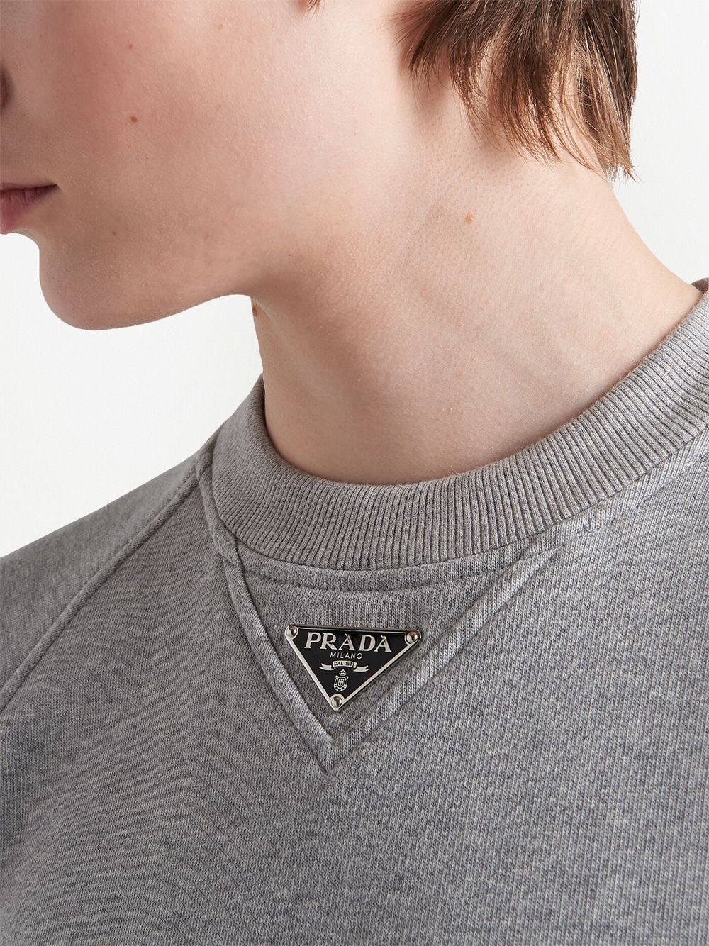 Prada triangle-logo Sweatshirt | Grey | FARFETCH